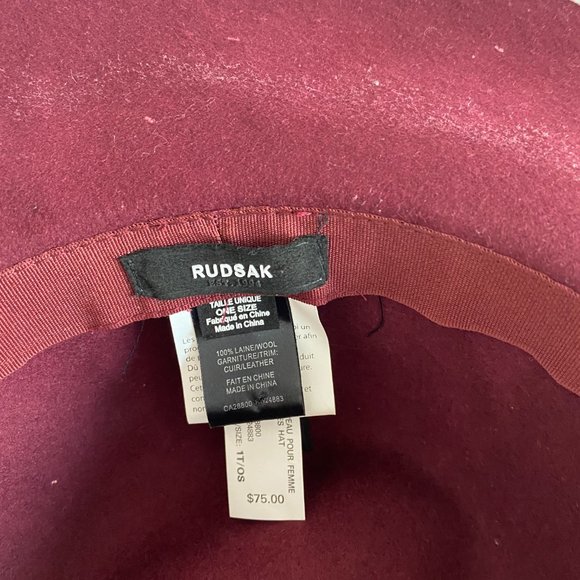 Rudsak Women's Boho Wine Red Felt Hat - Wide Brimmed - One Sized - Picture 3 of 4